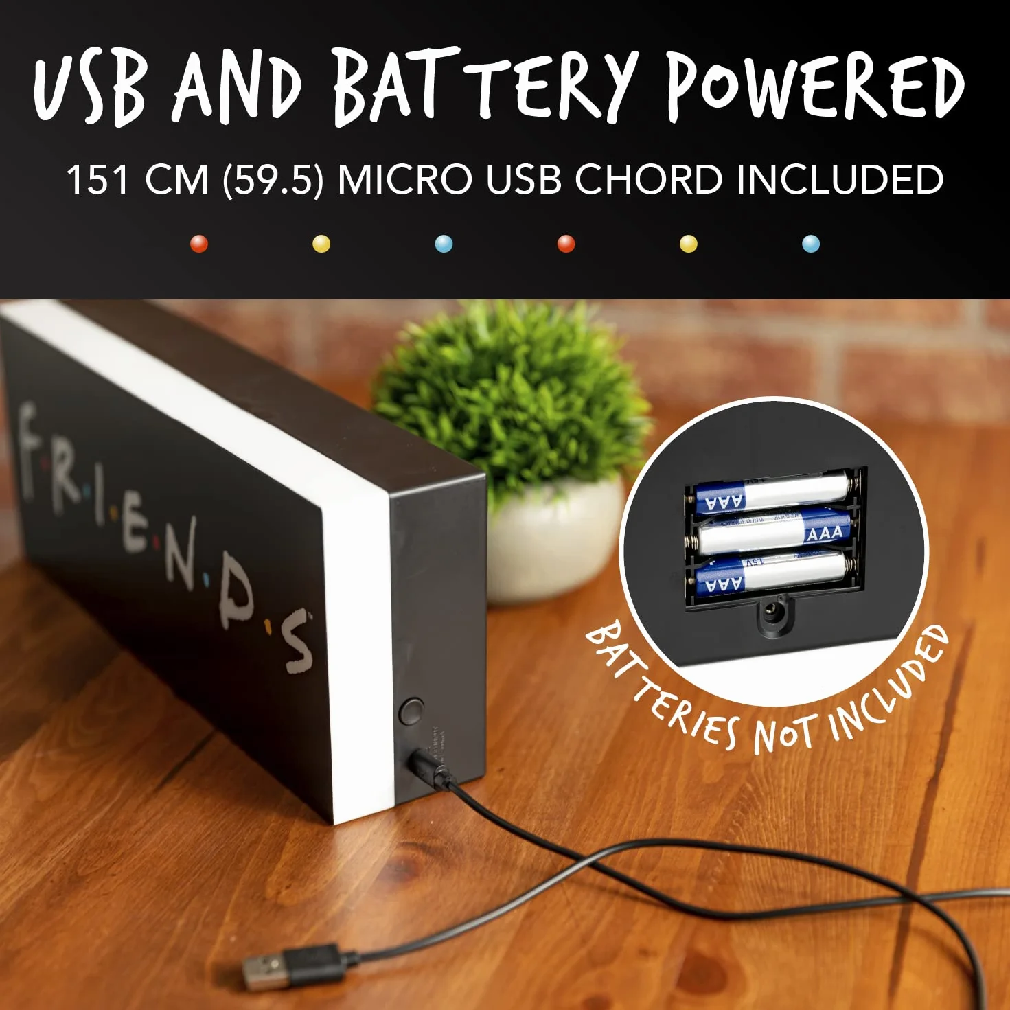 Luce Logo FRIENDS Alimentazione USB o a Batterie, Decorazione e Regalo per Fan