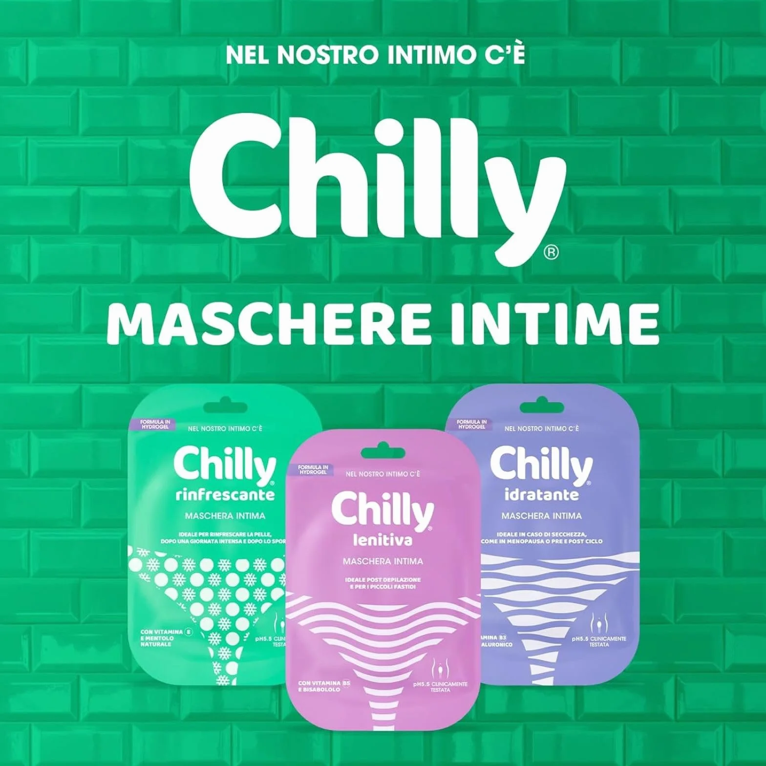 Chilly Maschera Lenitiva Hydrogel per Parti Intime Femminili con Vitamina B5 e Bisabololo pH5.5
