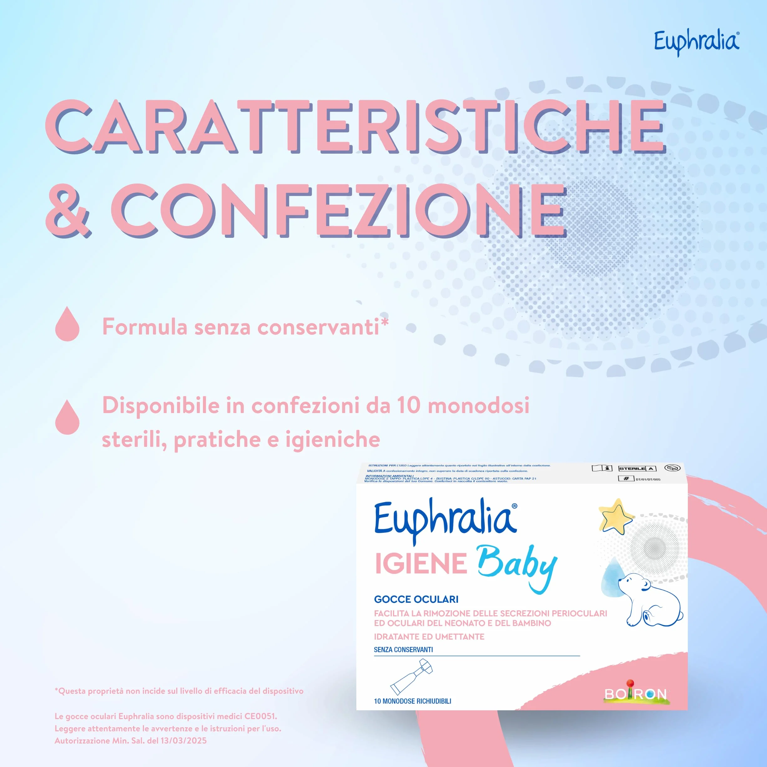 Euphralia Igiene Baby Gocce Oculari Pulizia Occhi Neonato Bambino Detergente Decongestionante Acque Distillate Eufrasia Echinacea 2 Confezioni da 10 Monodose 2x10