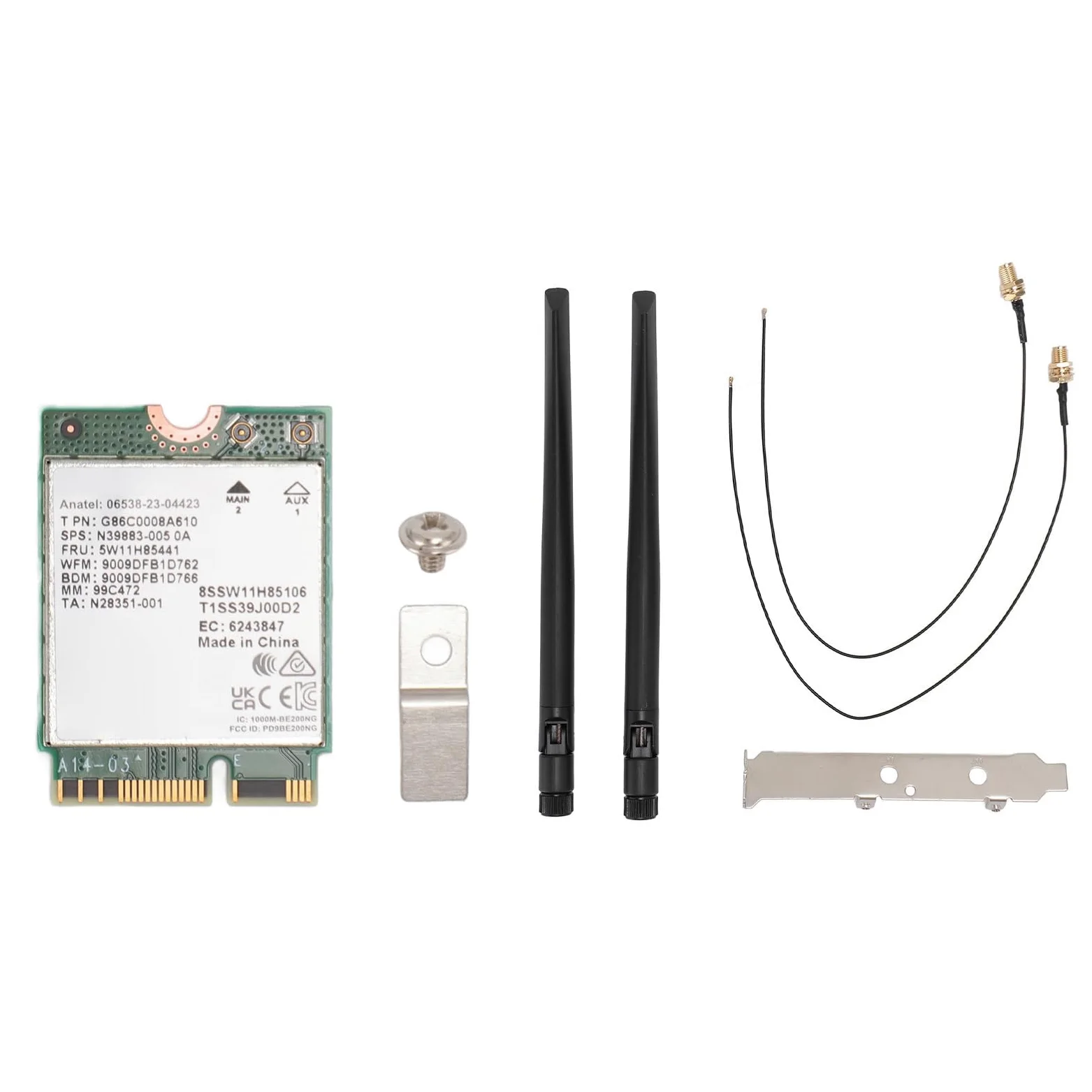 KIMISS Scheda WiFi 7 BE200NGW 2.4G 574Mbps 5G 2400Mbps 6G 5800Mbps MU MIMO Scheda di Rete con 5.4 per 10/11, OS (WiFi 7 con antenna e staffa)