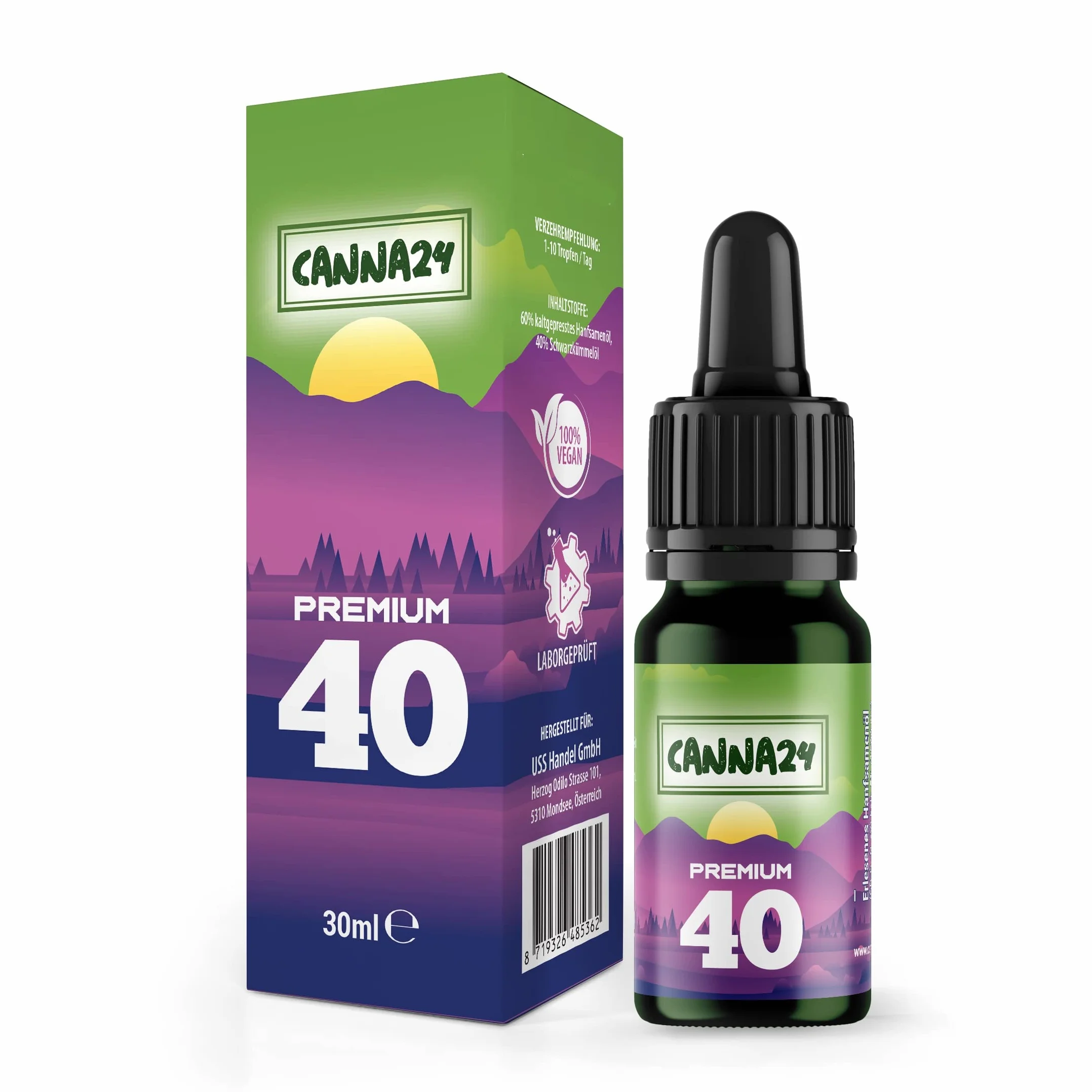 Olio di semi di canapa Vital n. 40 30 ml 750 gocce extra forte Omega 3-6-9
