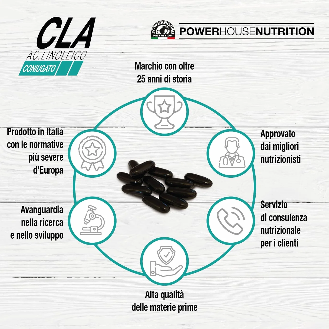CLA Acido Linoleico Coniugato Powerhouse Nutrition, Integratore Made in Italy, Olio di Cartamo, 90 Perle
