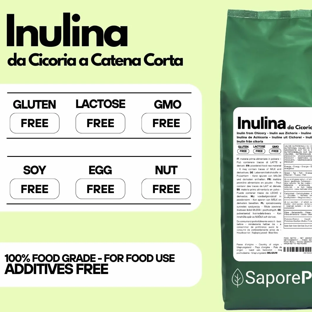Inulina da cicoria 1 Kg fibra vegetale prebiotica SaporePuro