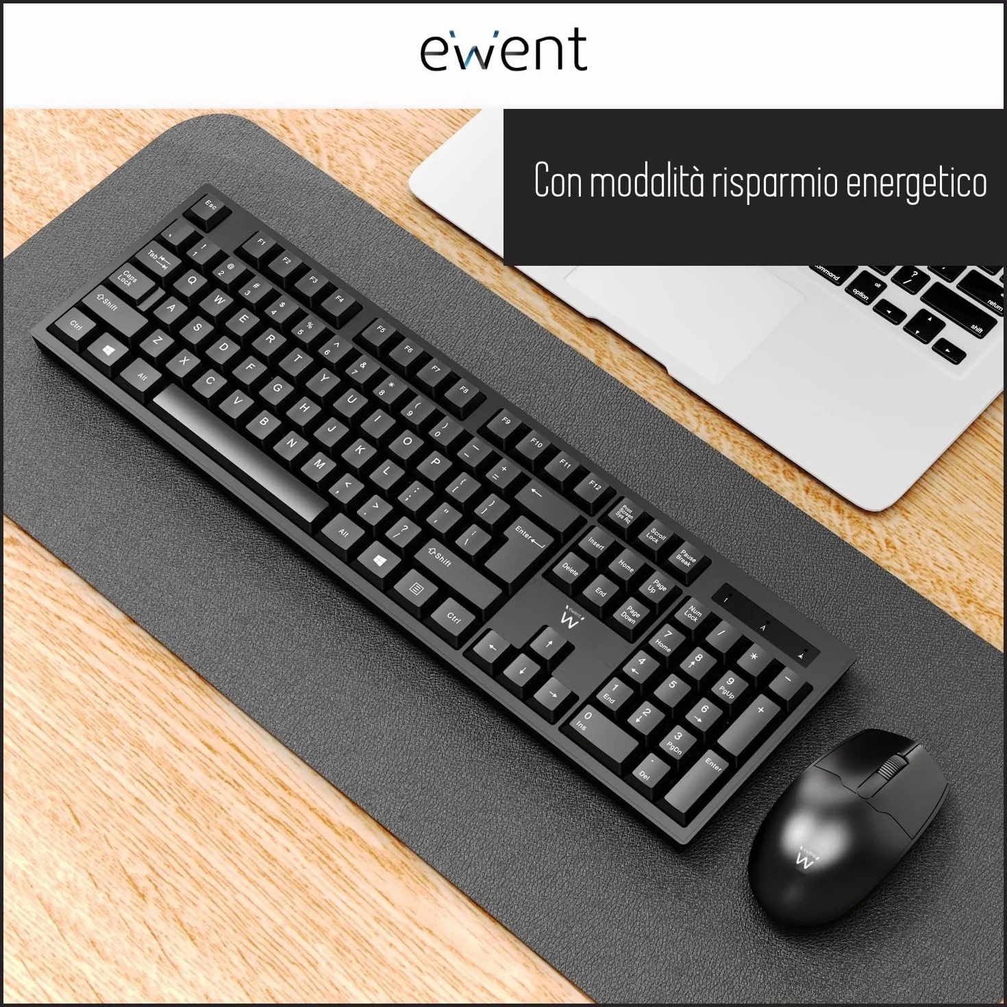 Tastiera Wireless Italiana QWERTY Full-Size con Tastierino Numerico, Silenziosa per PC Laptop Home Office