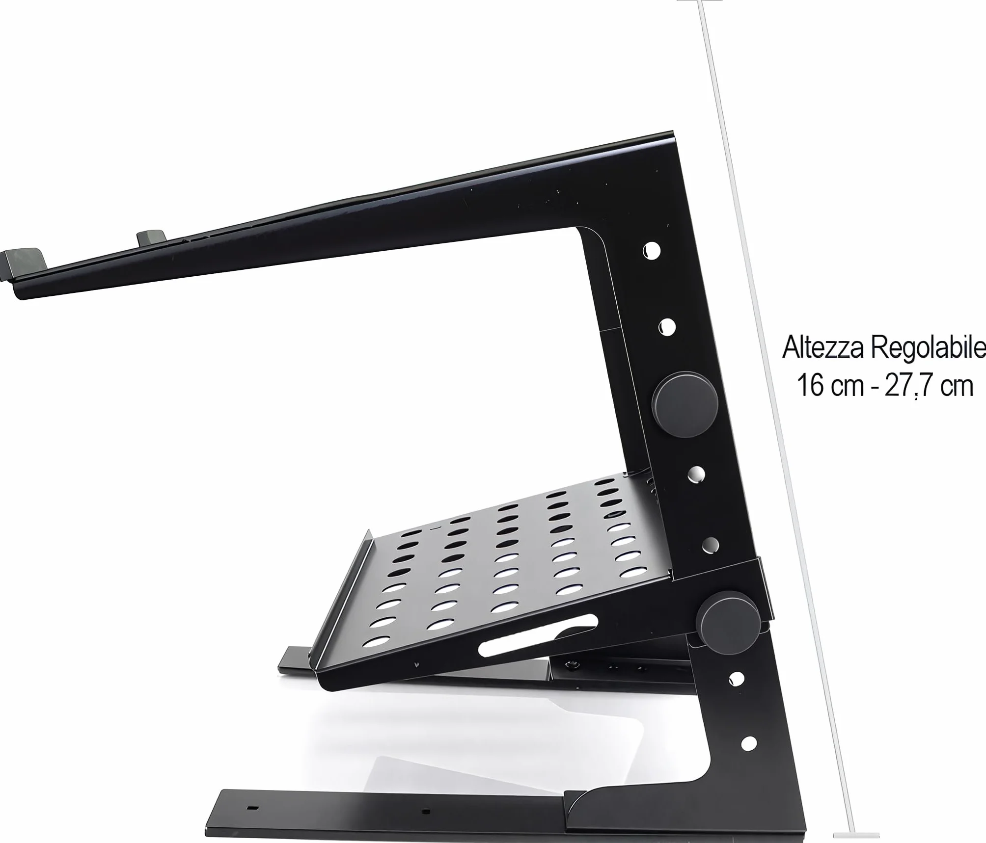 Pyle Supporto Laptop Regolabile Portatile 16-27 cm, Supporto Notebook e Supporto Laptop Scrivania per DJ, Gaming, Casa o Ufficio con Ripiano