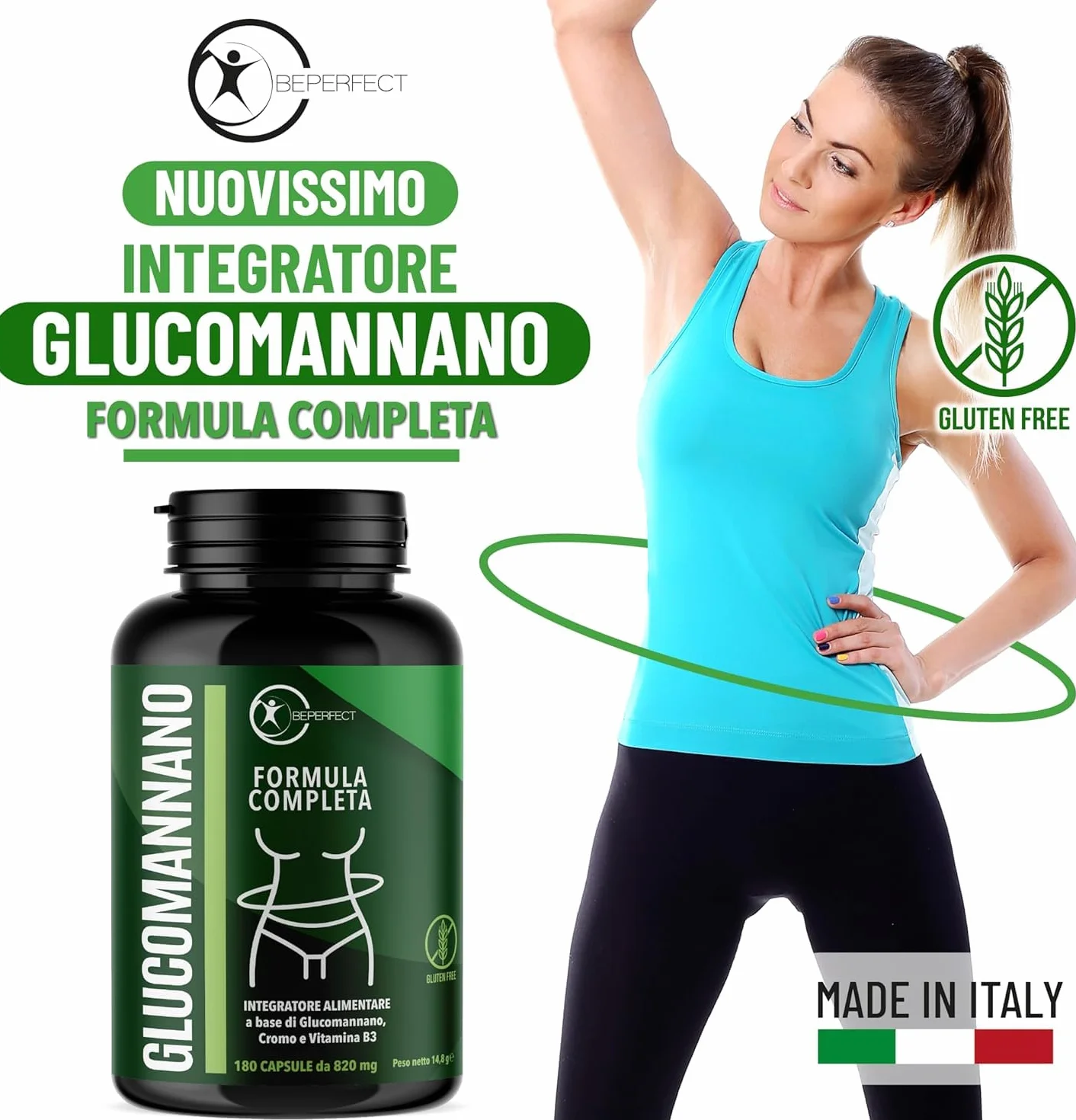 Glucomannano Forte Purificato 4000mg 180Cps con Cromo e Vitamina B3