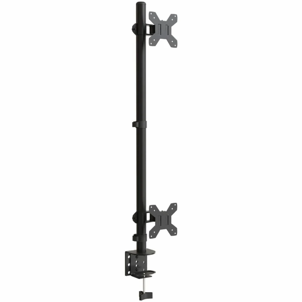 Supporto per monitor per 2 monitor da 13-27 pollici, VESA 75/100 mm, braccio per monitor regolabile in altezza, in acciaio, supporto da tavolo con morsetto a C e beccuccio, nero