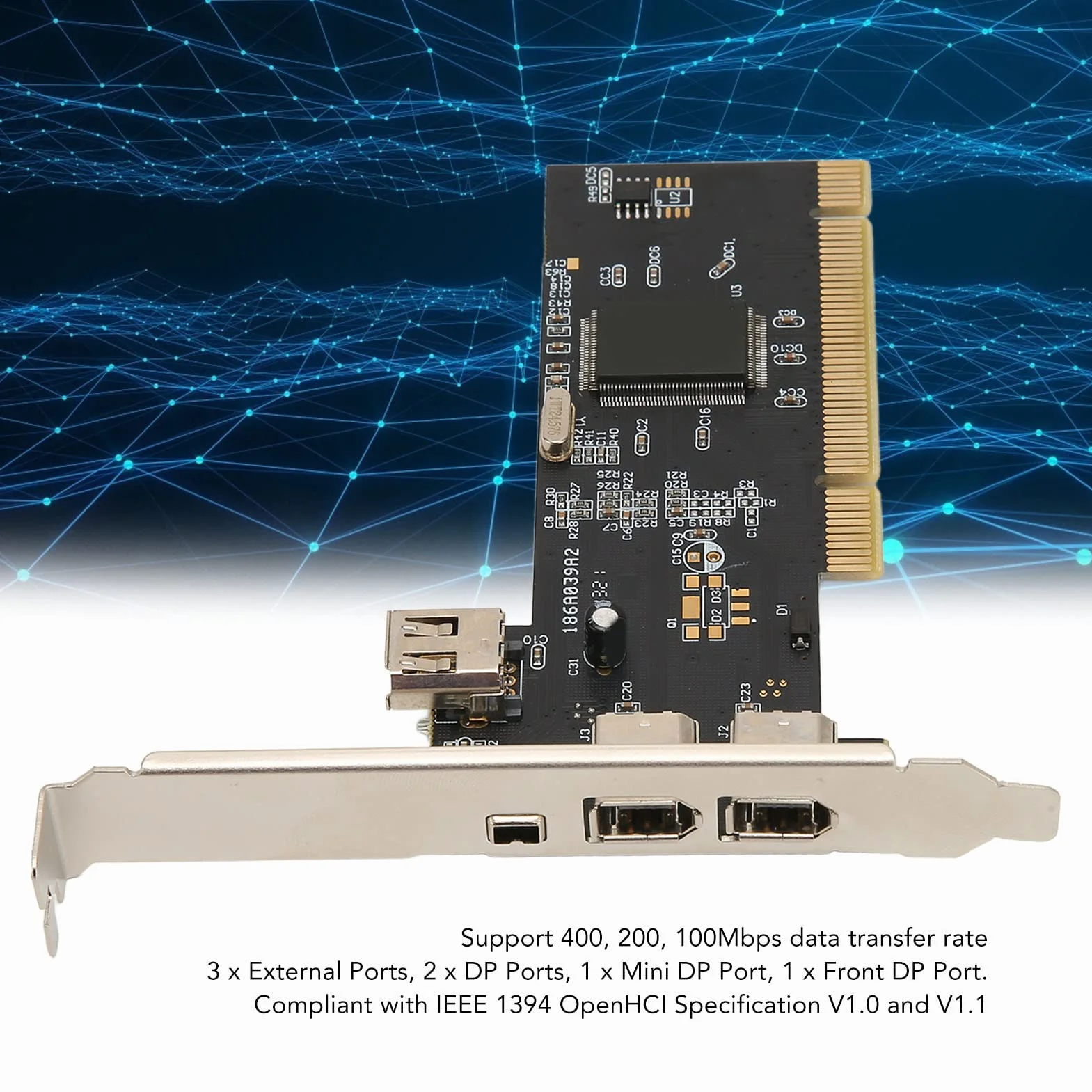Zunate Scheda Controller Adattatore PCI Express a IEEE Esterno, 7 Porte Scheda Firewire 1394 Adattatore Ethernet PCI Compatibile con Win 98SE, per Me, 2000, XP, Vista, Win 7, Win 8, 32 Bit, 64 Bit