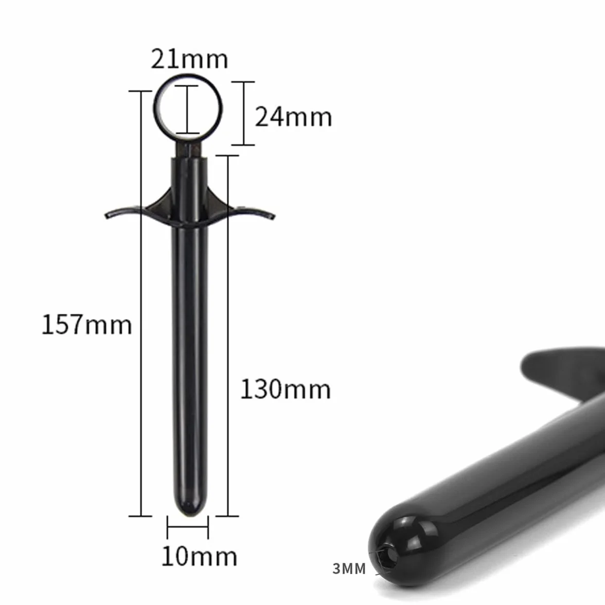 Siringa Lubrificante Riutilizzabile Applicatore Portatile Vaginale con Anello di Trazione e Presa per le Dita Nero