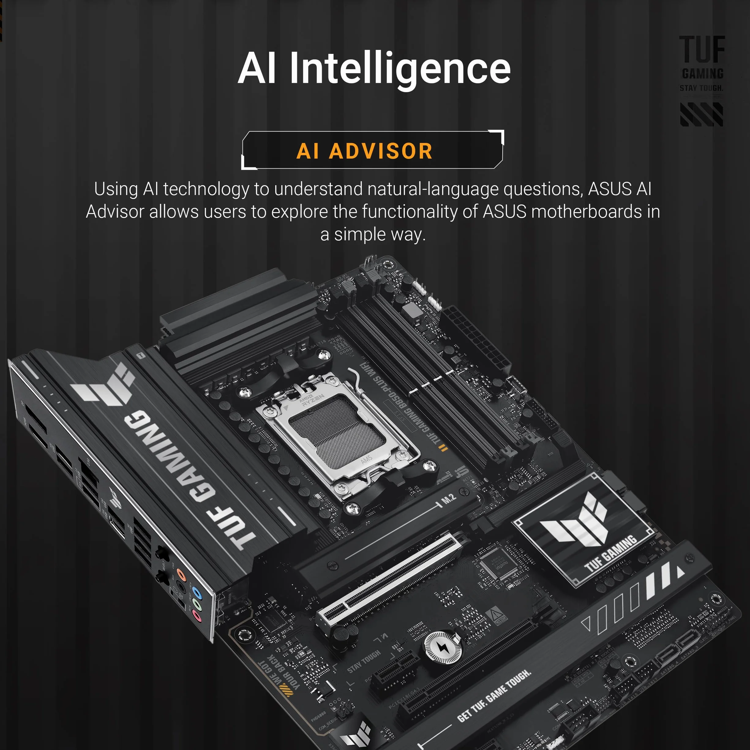 ASUS TUF Gaming B850-Plus WiFi, Scheda Madre AMD ATX, 14+2+1 Fasi Alimentazione, Slot DDR5, PCIe 5.0, 3 slot M.2, WiFi 7, Ethernet Realtek 2,5 GB, USB-C da 20 Gbps, BIOS Flashback e Aura Sync