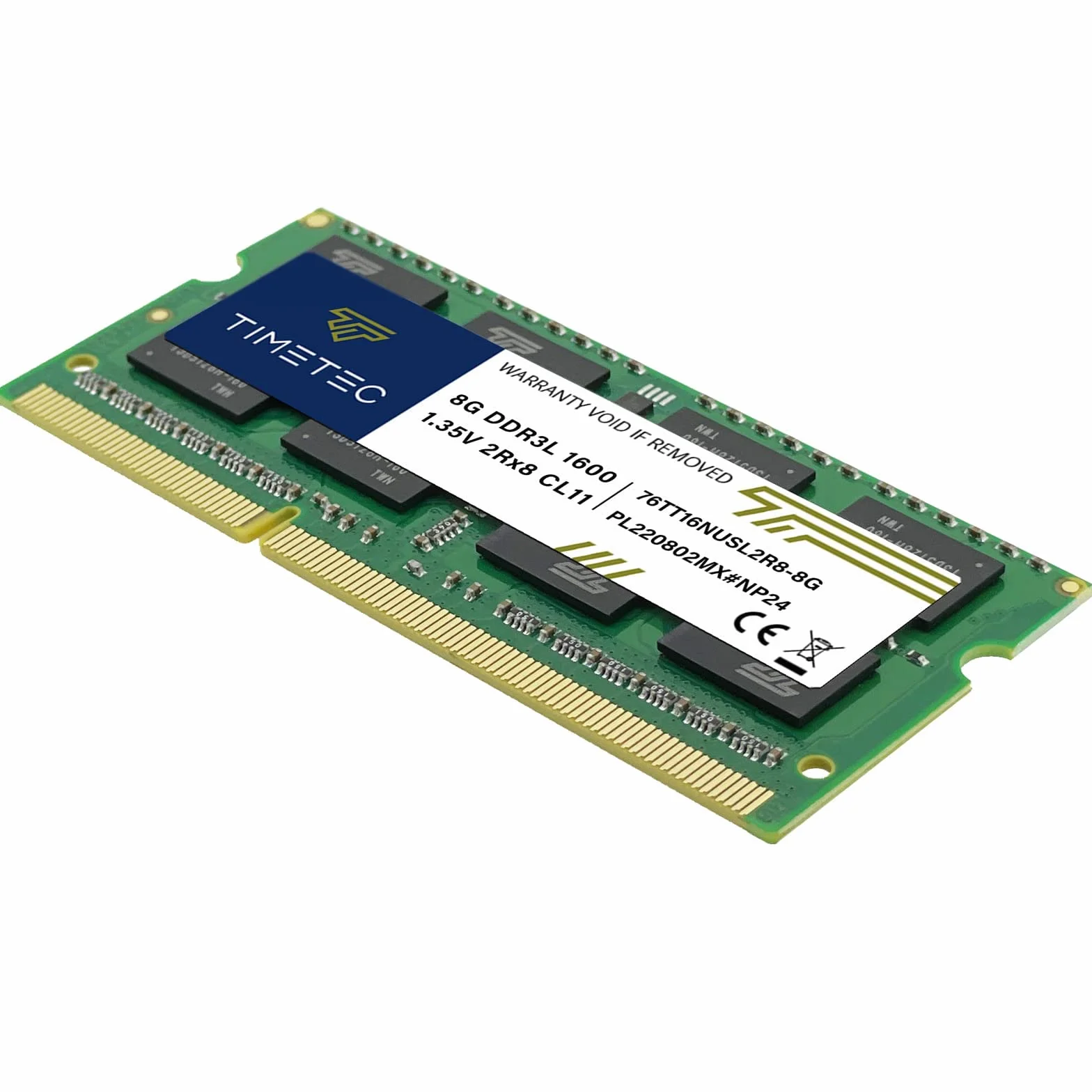 Timetec 16GB KIT(2x8GB) DDR3L / DDR3 1600 MHz (DDR3L-1600) PC3L-12800 / PC3-12800 Non-ECC Unbuffered 1,35 V / 1,5 V CL11 2Rx8 Dual Rank 204 Pin SODIMM Laptop Notebook PC Computer Memoria RAM