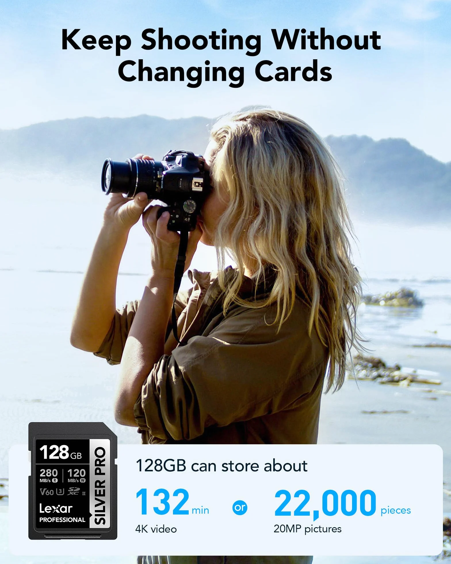 Lexar Silver Pro SD Scheda SD 128GB UHS-II V60 U3 C10 SDXC Fino a 280 MB/s di lettura