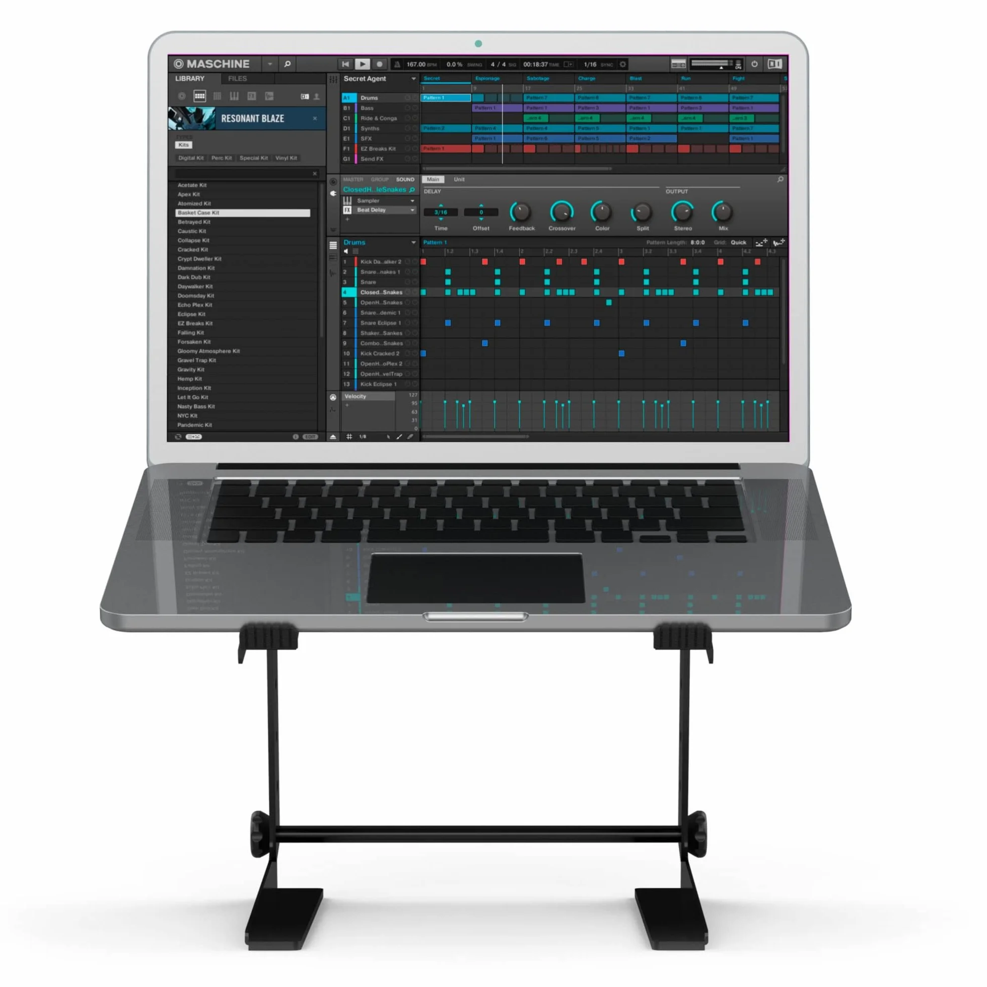 Audibax TOP-5 - Supporto per Laptop - Supporto per Computer per Cabina o Studio DJ - Altezza Regolabile da 16,5 a 25,5 cm - Copertura Inclusa - Supporto Pieghevole per Laptop per DJ - In Acciaio
