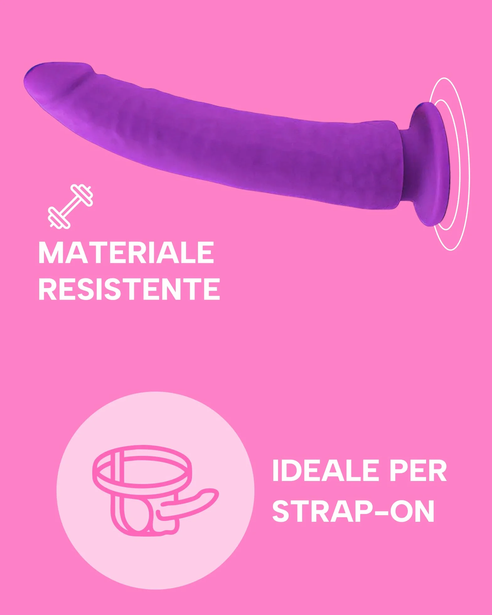 MySecretCase Dildo Silicone Realistico 19cm con Ventosa - Fallo Realistico Morbido Viola