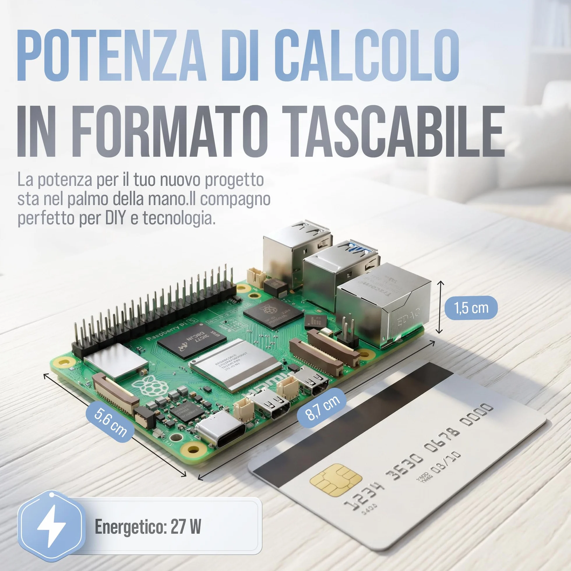 Raspberry Pi 5 4 GB Starter Kit 64 GB Edizione con Alimentatore 27 W Alloggiamento Ventola Cavo Micro HDMI 4K per Home Assistant Smart Home
