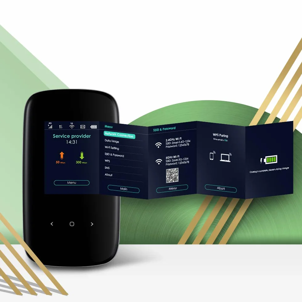 Zyxel Hotspot WiFi mobile 4G LTE-A, Velocità di download fino a 300 Mbps, Condivisione WiFi dual-band con 32 dispositivi, Durata della batteria per tutto il giorno [LTE2566-M634]