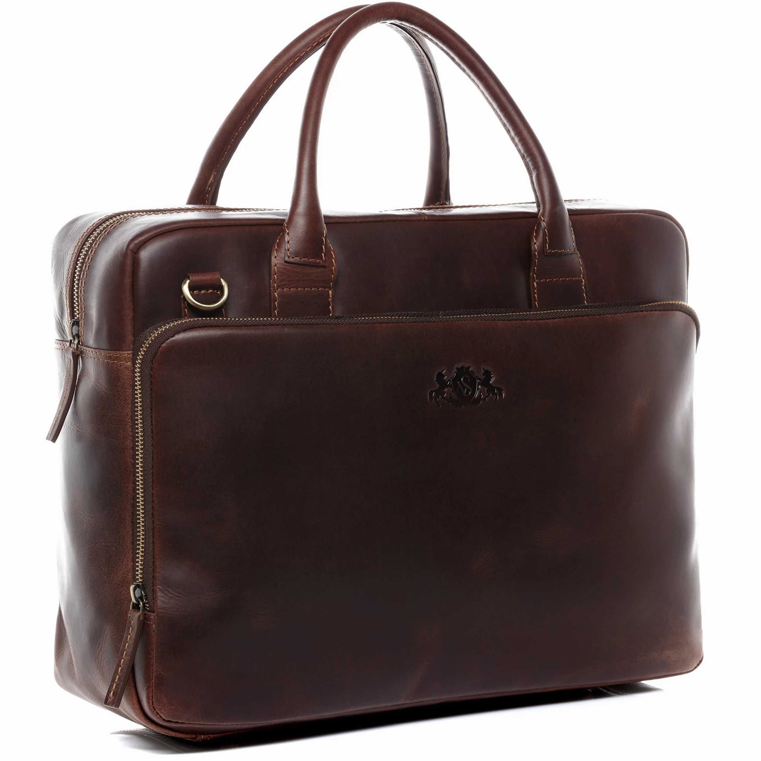 SID & VAIN® Borsa tracolla porta pc vera pelle vintage RYAN grande XXL cartella per laptop computer portatile Messenger portadocumenti Business uomo donna marrone prodotto artigianale