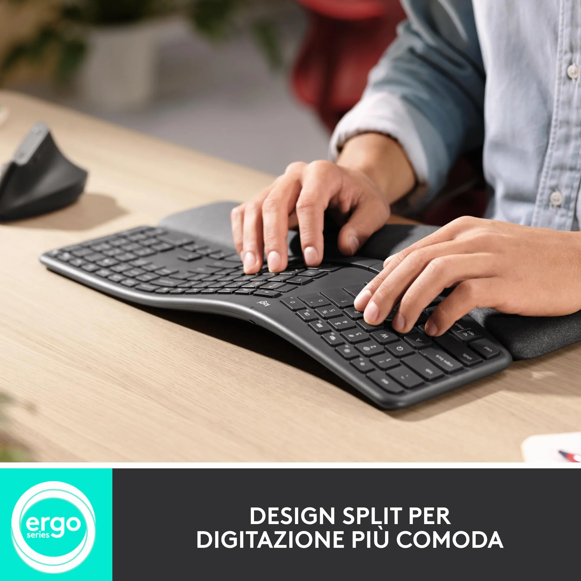 Logitech ERGO K860 Wireless Split Keyboard Ergonomic Italian Layout QWERTY Grey