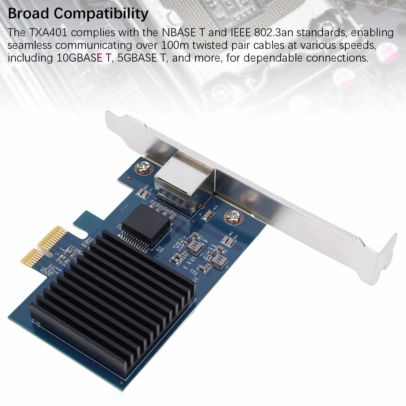 Fockety Scheda di Rete PCIe da 10 GB, Porta RJ45 RTL8127 PCI Express Gen 4 X1 a 10 Gigabit Ethernet per Linux, Adattatore LAN PCIe Ethernet