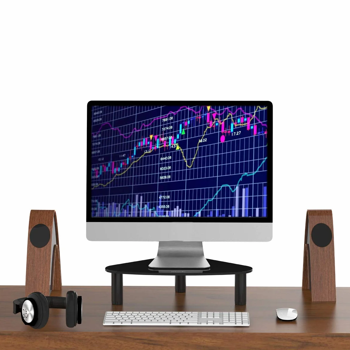 Hemudu Supporto Monitor Scrivania, Rialzo Monitor con Altezza Regolabile, Triangolo Porta PC Portatile Salva Spazio per Computer, Laptop, Portata massima 40 kg