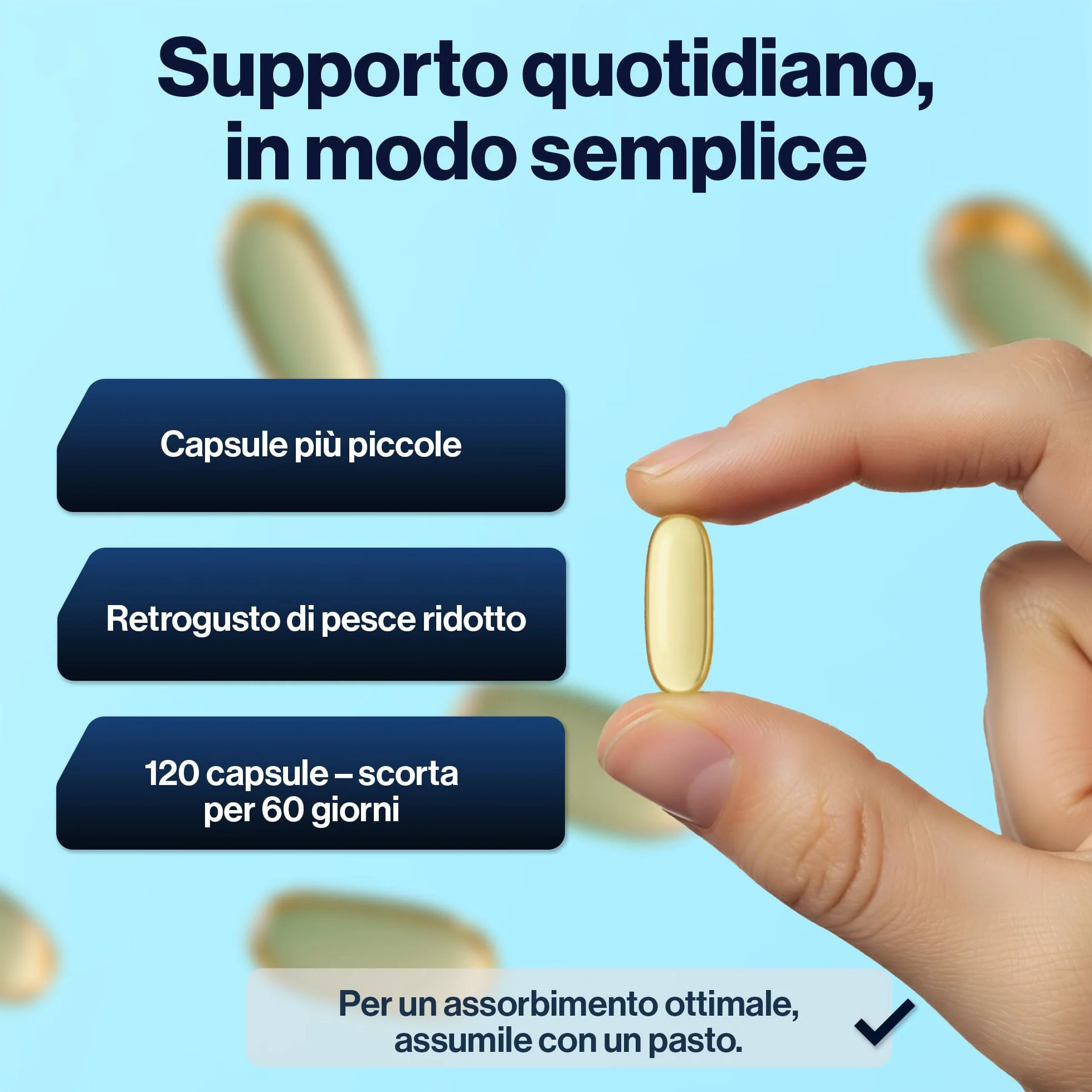 Omega 3 1334mg Alto Dosaggio 120 Capsule – Olio di Pesce – 668mg EPA, 500mg DHA – 80% rTG – FOS Certificato