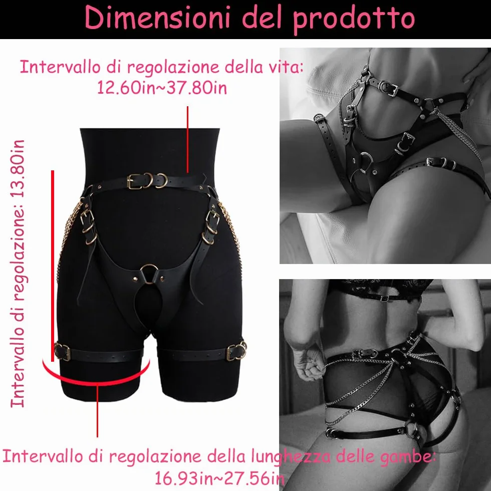 Set Bondage Lingerie BDSM Donna Reggiseno in Pelle Corpo Regolabile 2 Pezzi Completo Intimo Sexy