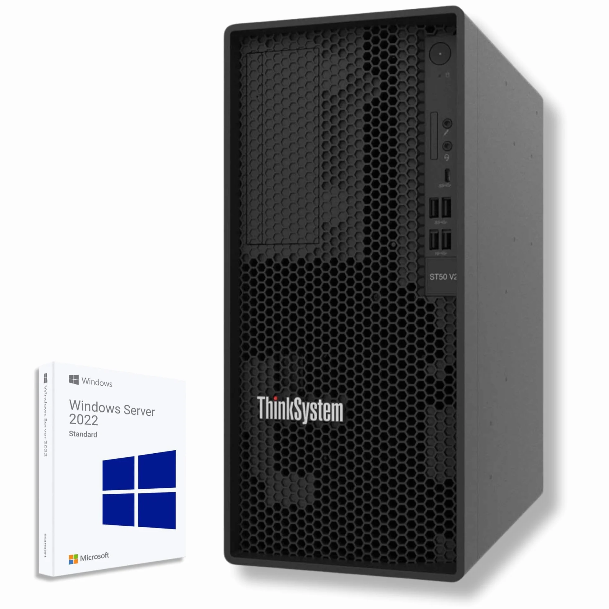 Lenovo ThinkSystem ST50 V2 Xeon E-2324G 32GB RAM 2x 1TB SATA Controller Win Server 2022