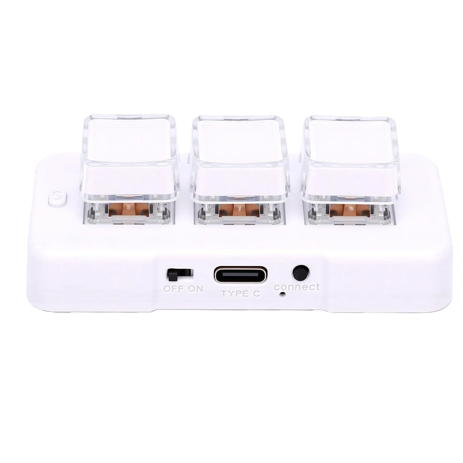 Bewinner Tastierino Meccanico a 3 Tasti Tastierino di Scelta Rapida Personalizzabile per Uso Universale su Computer con modalità Cablata e Bluetooth (WHITE)