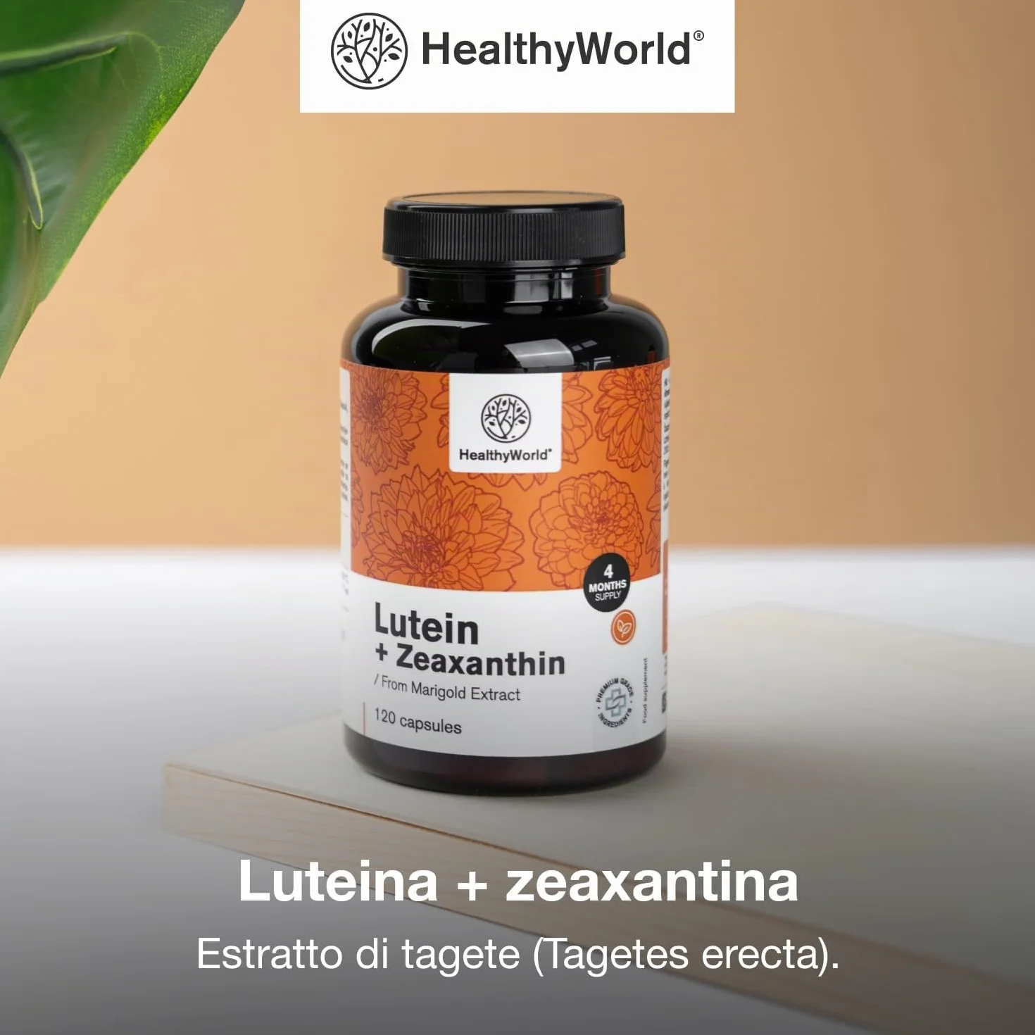 HealthyWorld® Luteina + Zeaxantina 120 Capsule Vegetali 32 mg Luteina 2 mg Zeaxantina Supporto Vista Occhi