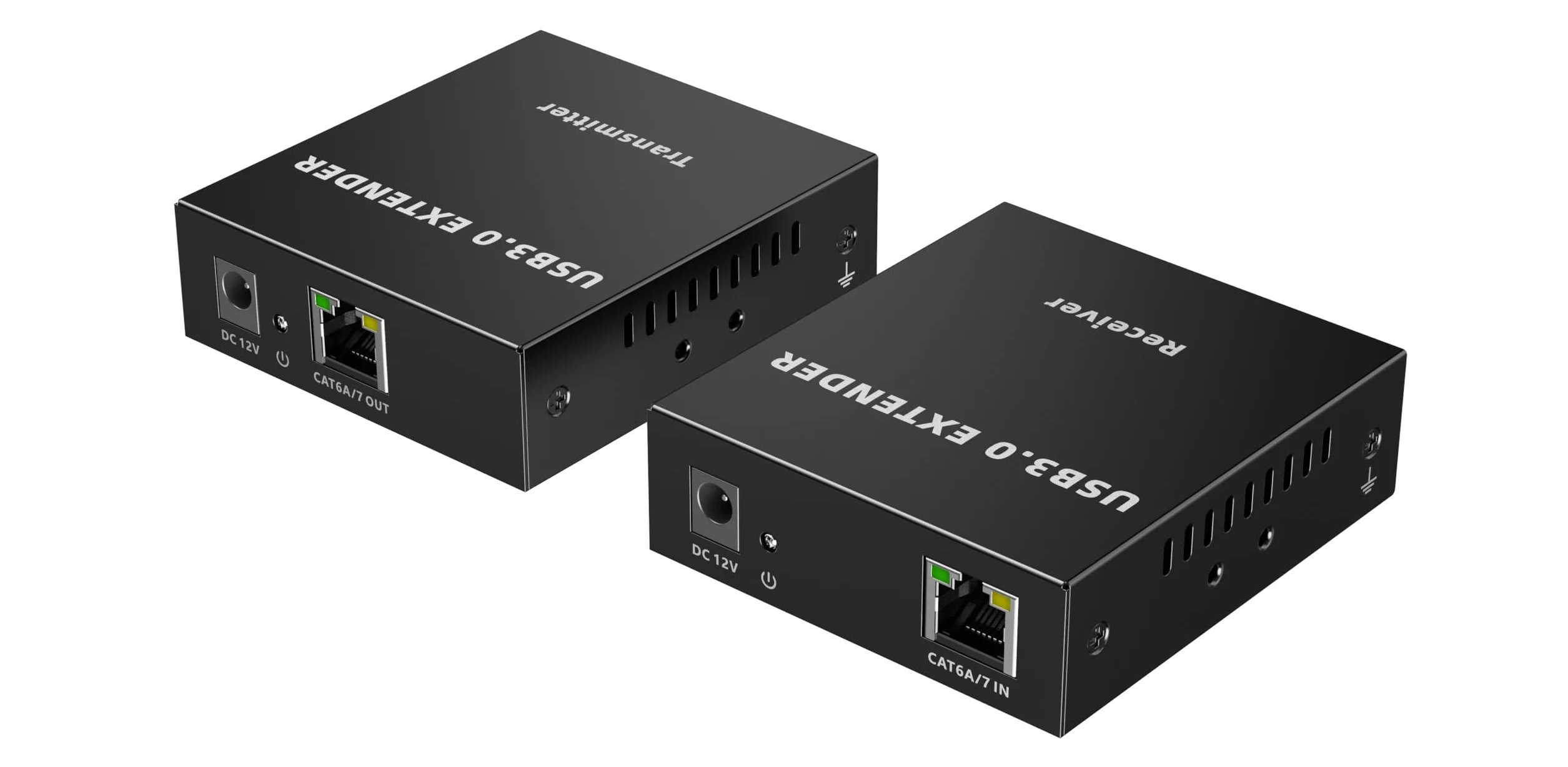PremiumCord Extender USB 3.0 A 4 Porte Su Cat5E/Cat6/Cat6A Fino A 100 m, 5 Gbps, RJ45, Ethernet, Custodia In Metallo, Nero