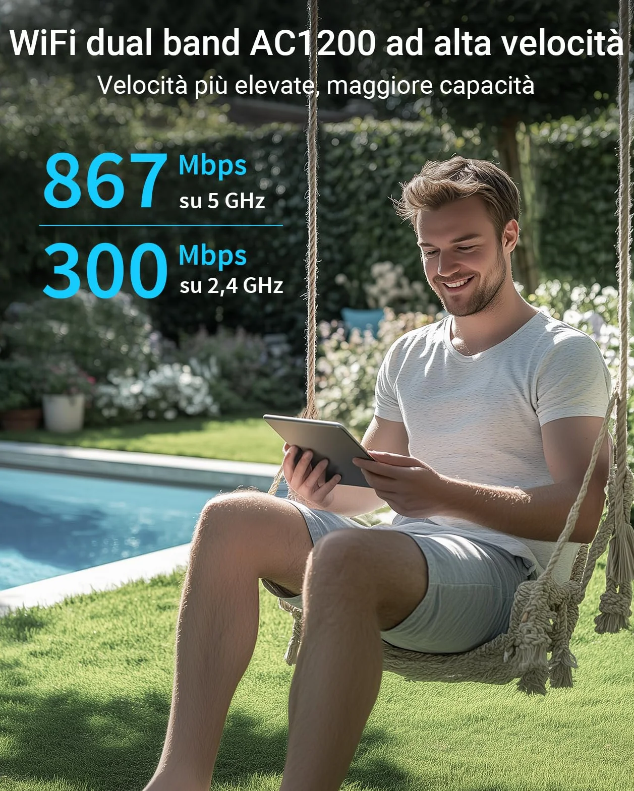 BrosTrend AC1200 Access Point Esterno Potente Lunga Portata, IP65 Outdoor Access Point WiFi con Porta Gigabit PoE 802.3af, WiFi AP Dual Band 5GHz 867Mbps + 2.4GHz 300Mbps, con Adattatore PoE Passivo