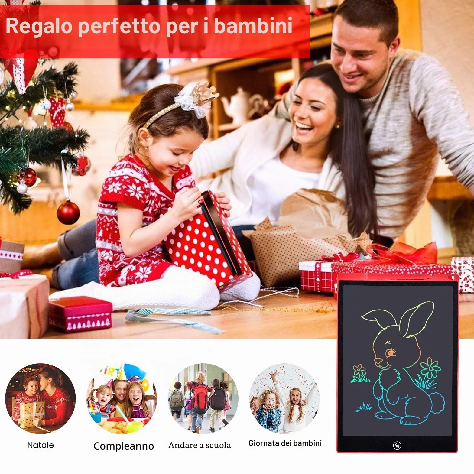 Tavoletta Grafica LCD 12 Pollici, Lavagna Portatile da Disegno con Penna per Bambini