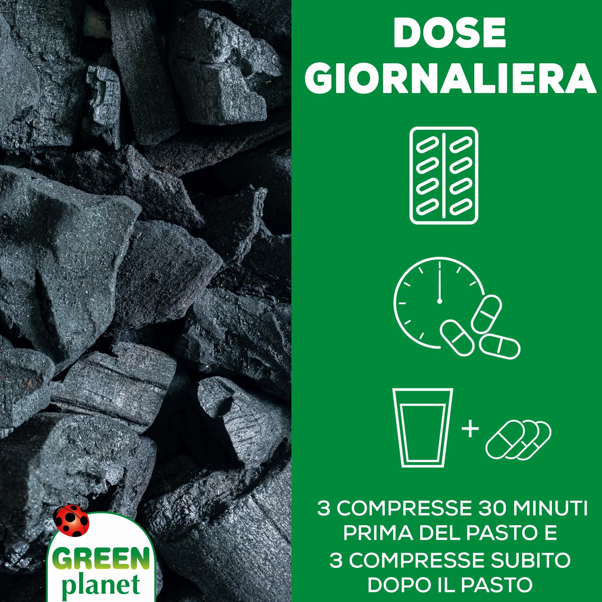 Carbone Attivo Vegetale Integratore Alimentare 75 Compresse 37,8 g