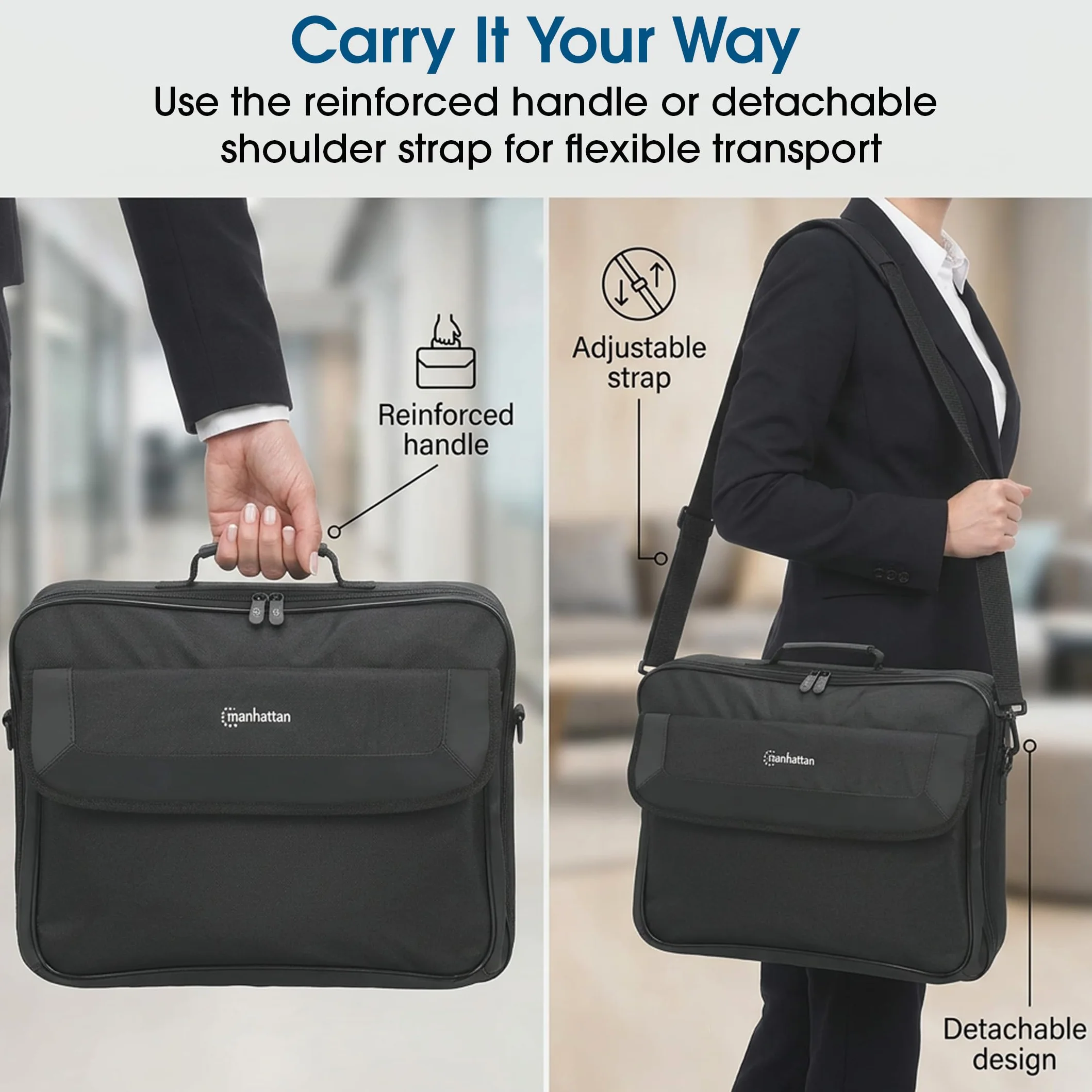 Manhattan Cambridge Clamshell - Borsa da viaggio da 15,6", colore: Nero