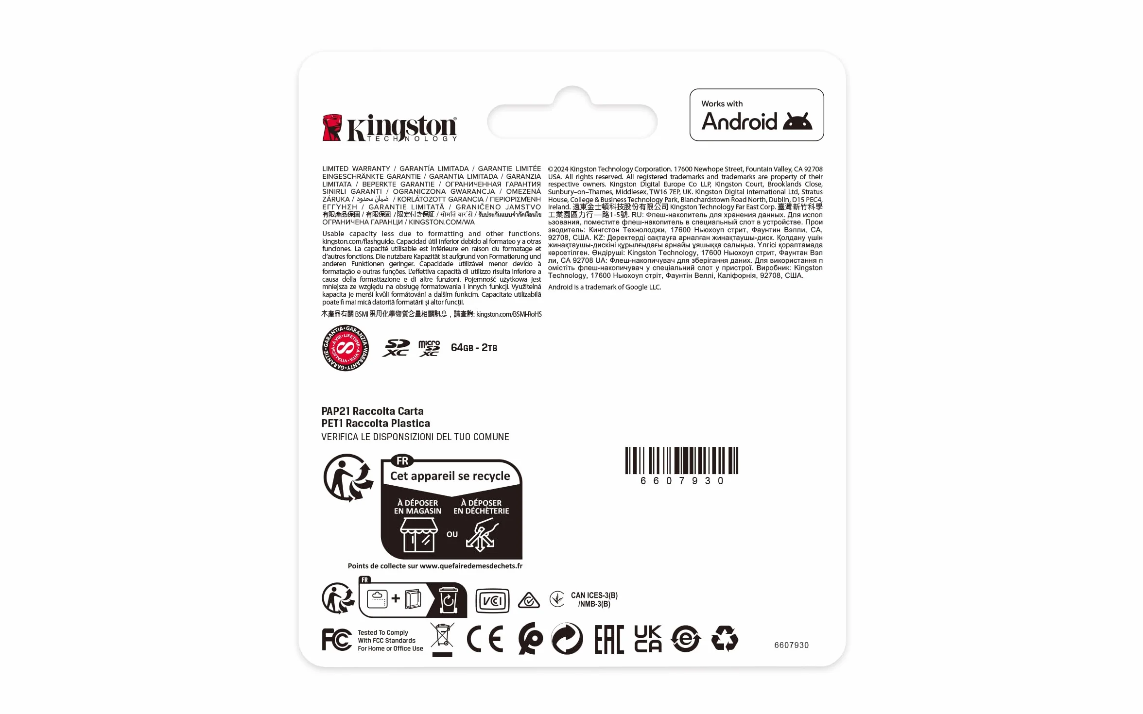 Kingston Canvas Select Plus microSD 128GB microSDXC Gen3 150MB/s A1 Adattatore SD
