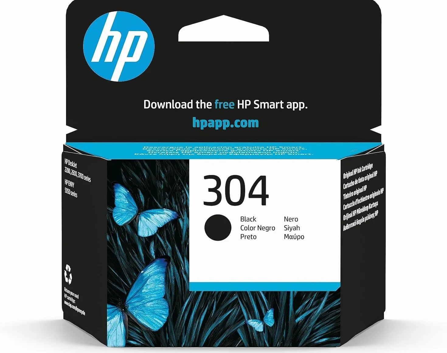 HP 304 Nero N9K06AE Cartuccia Originale 120 Pagine Compatibile DeskJet 2620 2630 3720 3730 3750 3760 Envy 5010 5020 5030