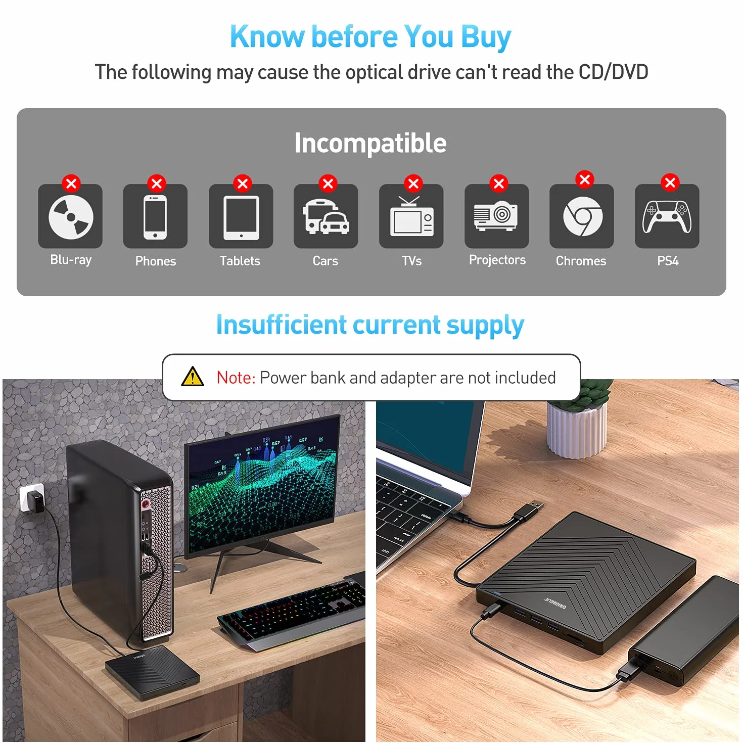 ORIGBELIE Masterizzatore DVD CD Externo, Lettore CD DVD Esterno, USB 3.0 con 4 Porte USB e 2 Lettore di Schede TF/SD, Sottile Unità CD/DVD Esterna Per Laptop Mac PC Windows 11/10/8/7 Linux OS con Caso