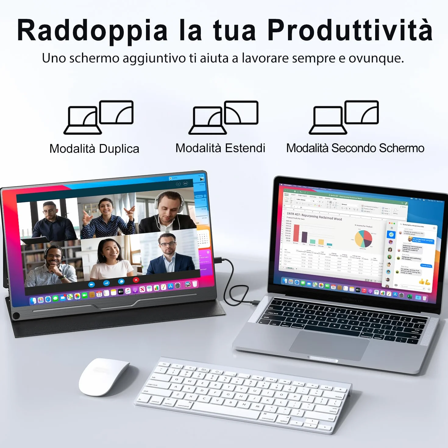 UPERFECT Monitor Portatile 15,6 Pollici FHD 1080P Schermo IPS Opaco con Standard HDMI Type-C, Compatibile con VESA, Secondo Display per Laptop/PC/Telefono/Switch/Xbo, con Copertura Intelligente