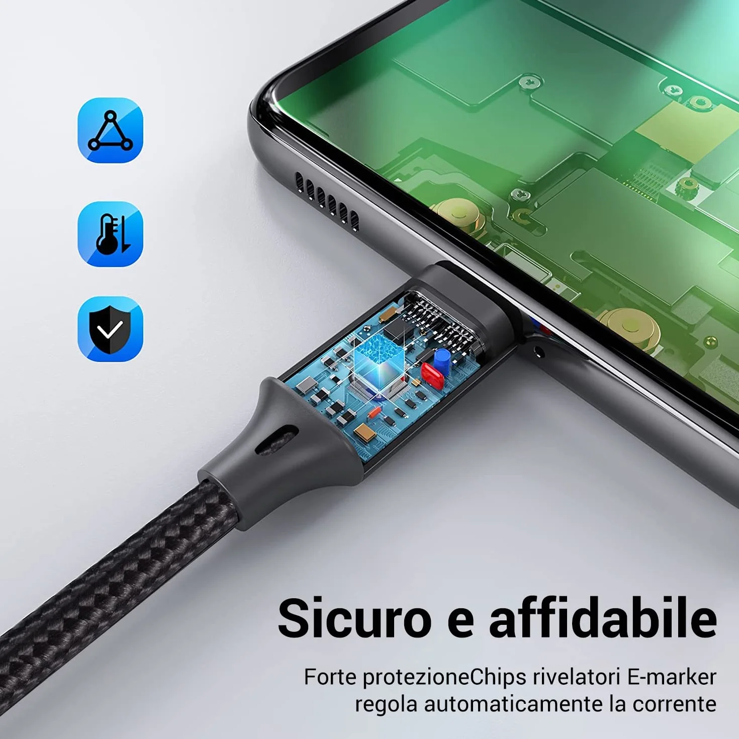 Cavo USB C 1M Nylon Ricarica Rapida QC 2.0 per iPhone 16/15 iPad Pro Air Samsung Redmi Huawei Xiaomi Google Pixel PS5 Drone