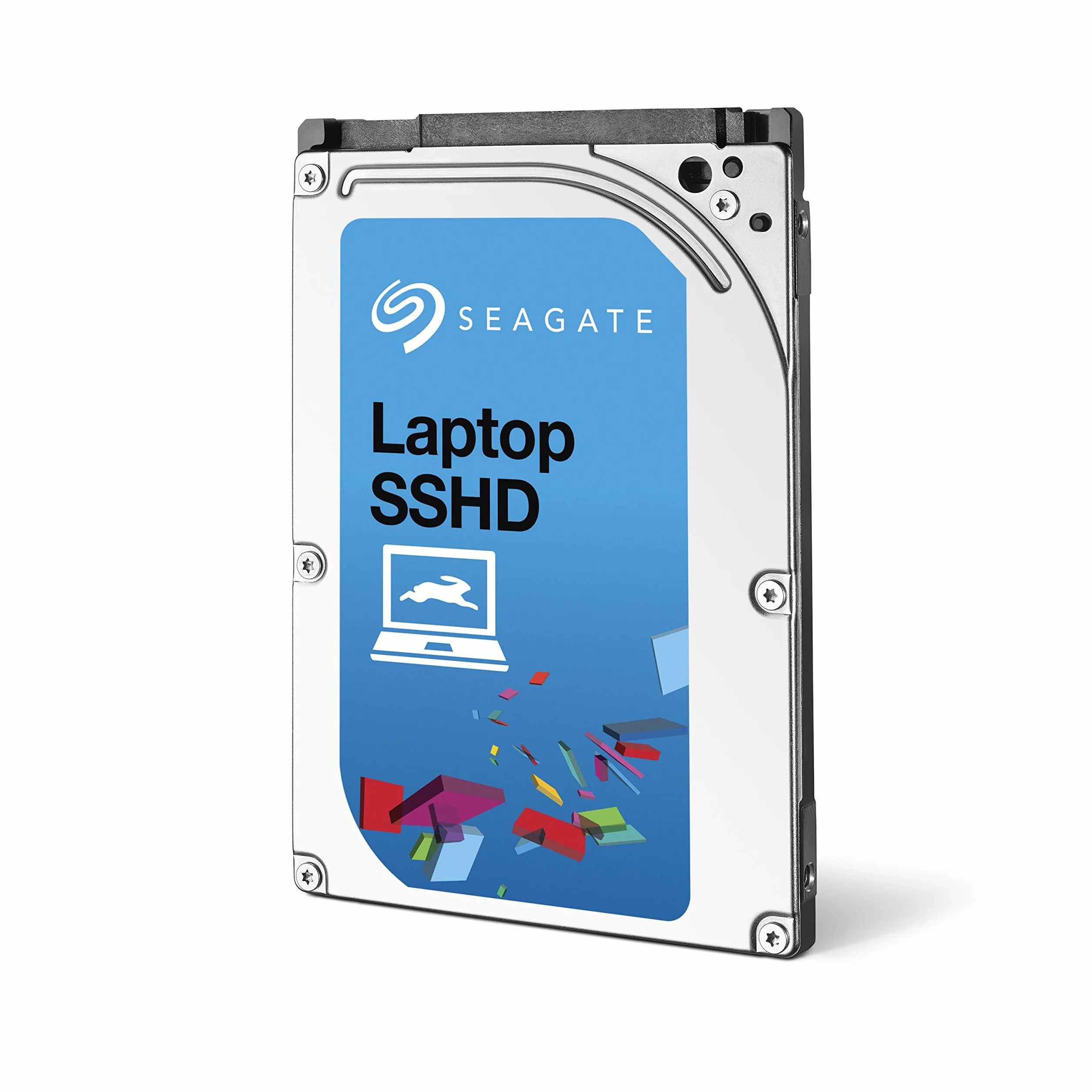 Seagate, Hard disk ibrido SSHD per laptop, 1TB, 5400 giri al minuto, 64 Mb, SATA, sottile, 9,5 mm, 8 Gb di memoria Flash, ST1000LM014