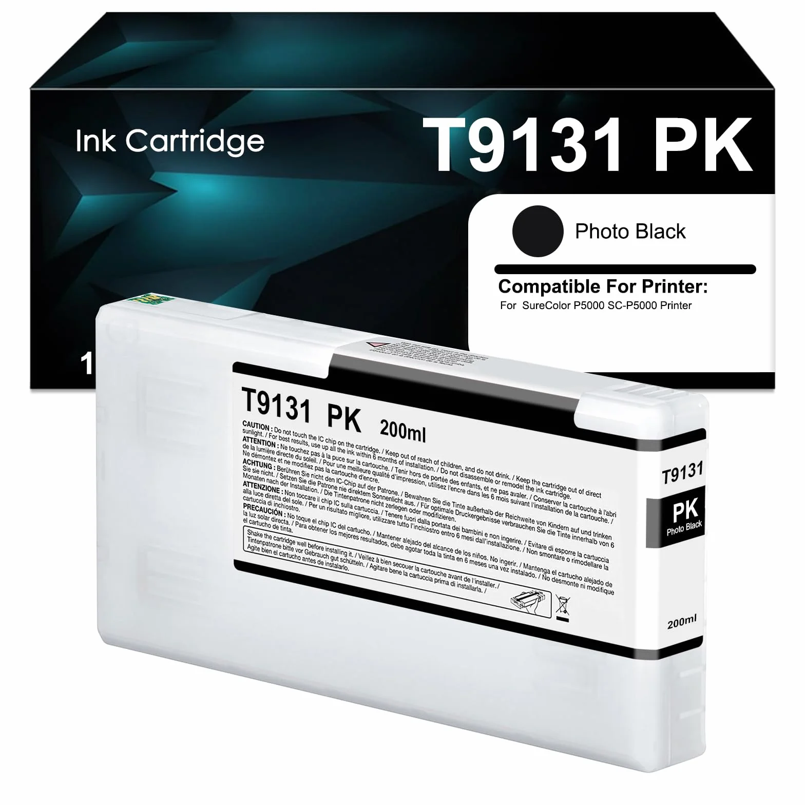 T9131 Cartuccia d'inchiostro Nero fotografico per Epson T9131 Cartucce d'inchiostro PK C11CF66001A Sostituzione per Epson SureColor SC-P5000(1 x Nero Foto)