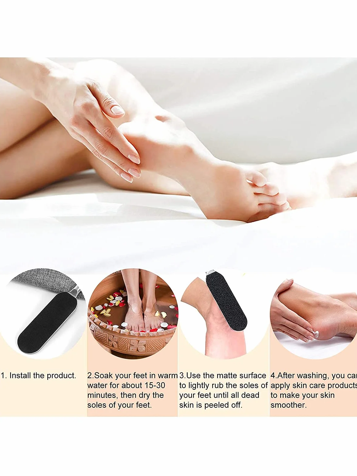 EBANKU 100pcs Ricariche Carta Vetrata per File Pedicure, Lima Strumenti Piedi, Carta Abrasiva Raspa