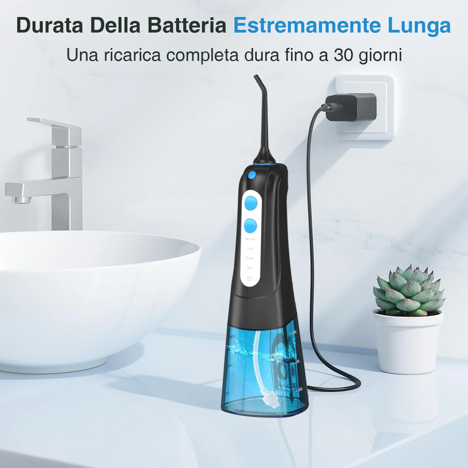 SURFOU Idropulsore Dentale Portatile Elettrico Water Flosser Irrigatore Orale con Pulitore Getto Acqua