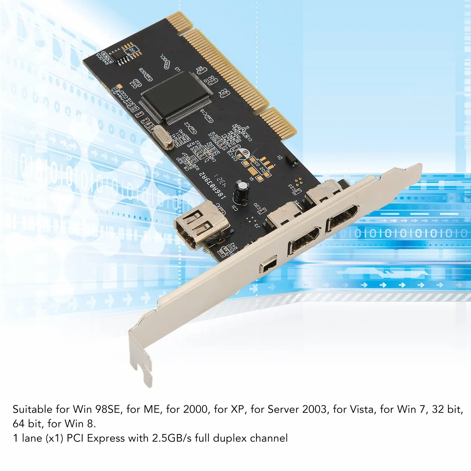 Zunate Scheda Controller Adattatore PCI Express a IEEE Esterno, 7 Porte Scheda Firewire 1394 Adattatore Ethernet PCI Compatibile con Win 98SE, per Me, 2000, XP, Vista, Win 7, Win 8, 32 Bit, 64 Bit