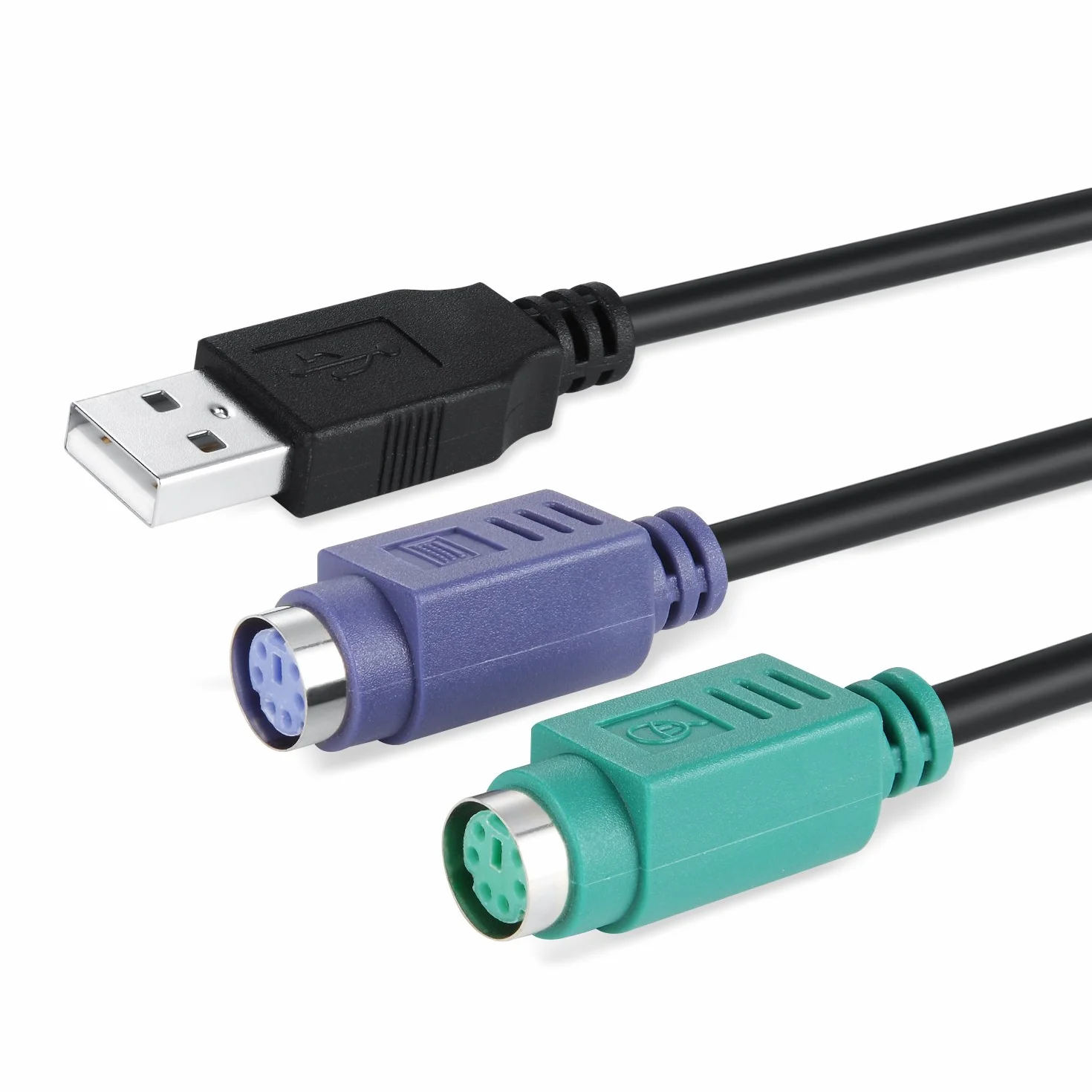 Perixx PERIPRO-401 Cavo da PS2 a USB, per tastiera e mouse con interfaccia PS2, supporta lo switch KVM, con USB IC integrato