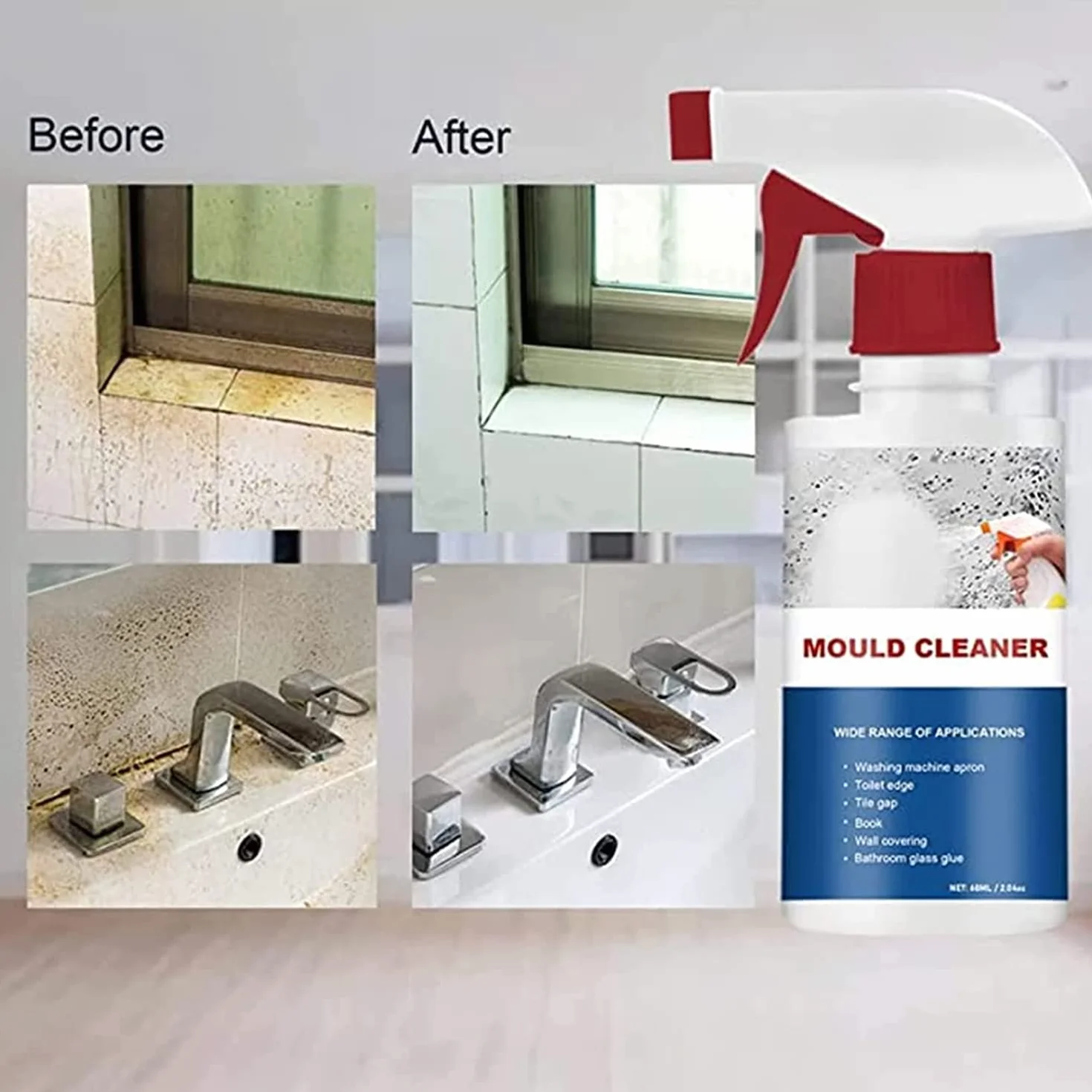 Mildew Cleaner Foam 60ml 3 Pcs - Household Mildew Removal Spray for Kitchen Bathroom