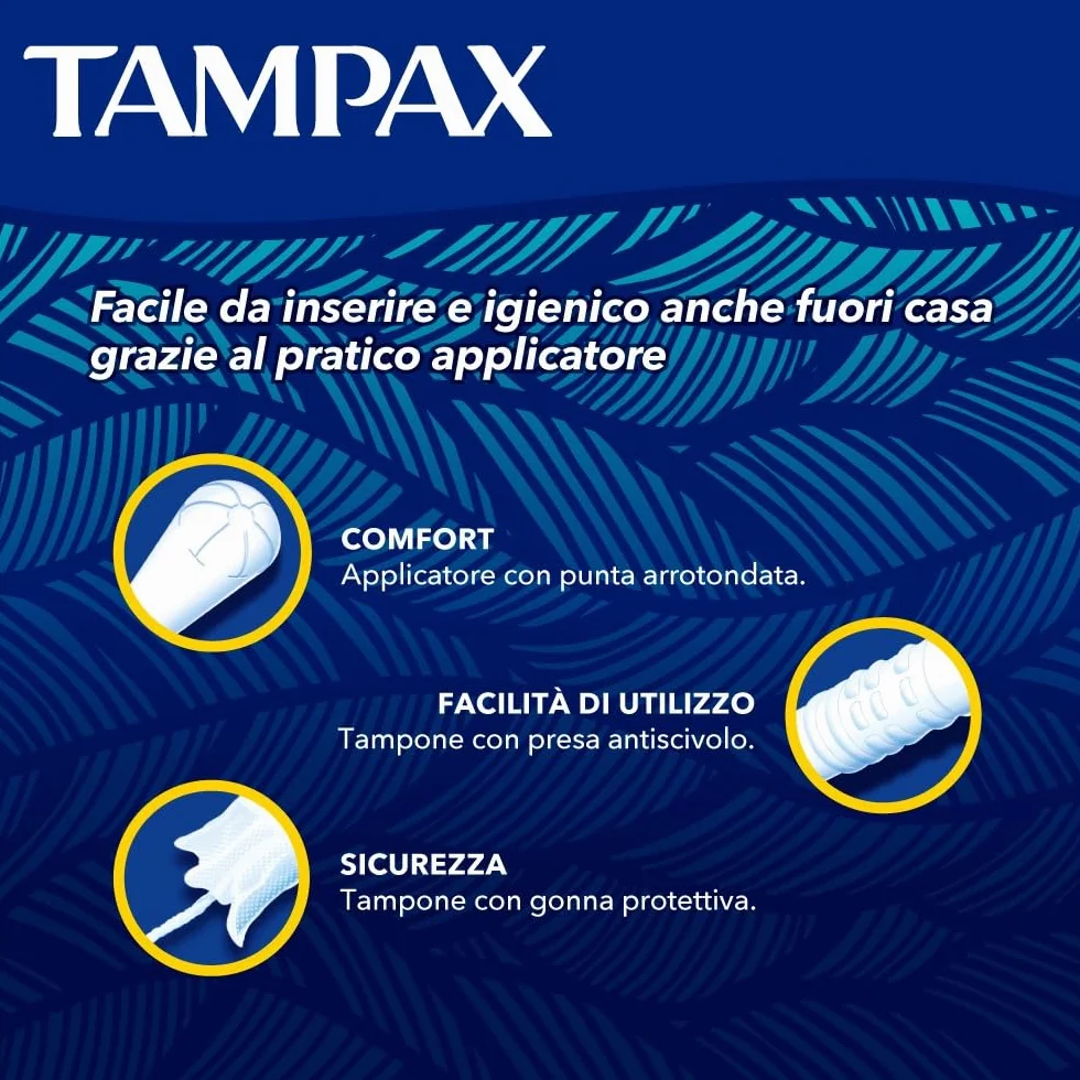 TAMPAX super 30 tamponi con applicatore in cartone cuore assorbente vegetale senza plastica antiforiuscita flusso abbondante
