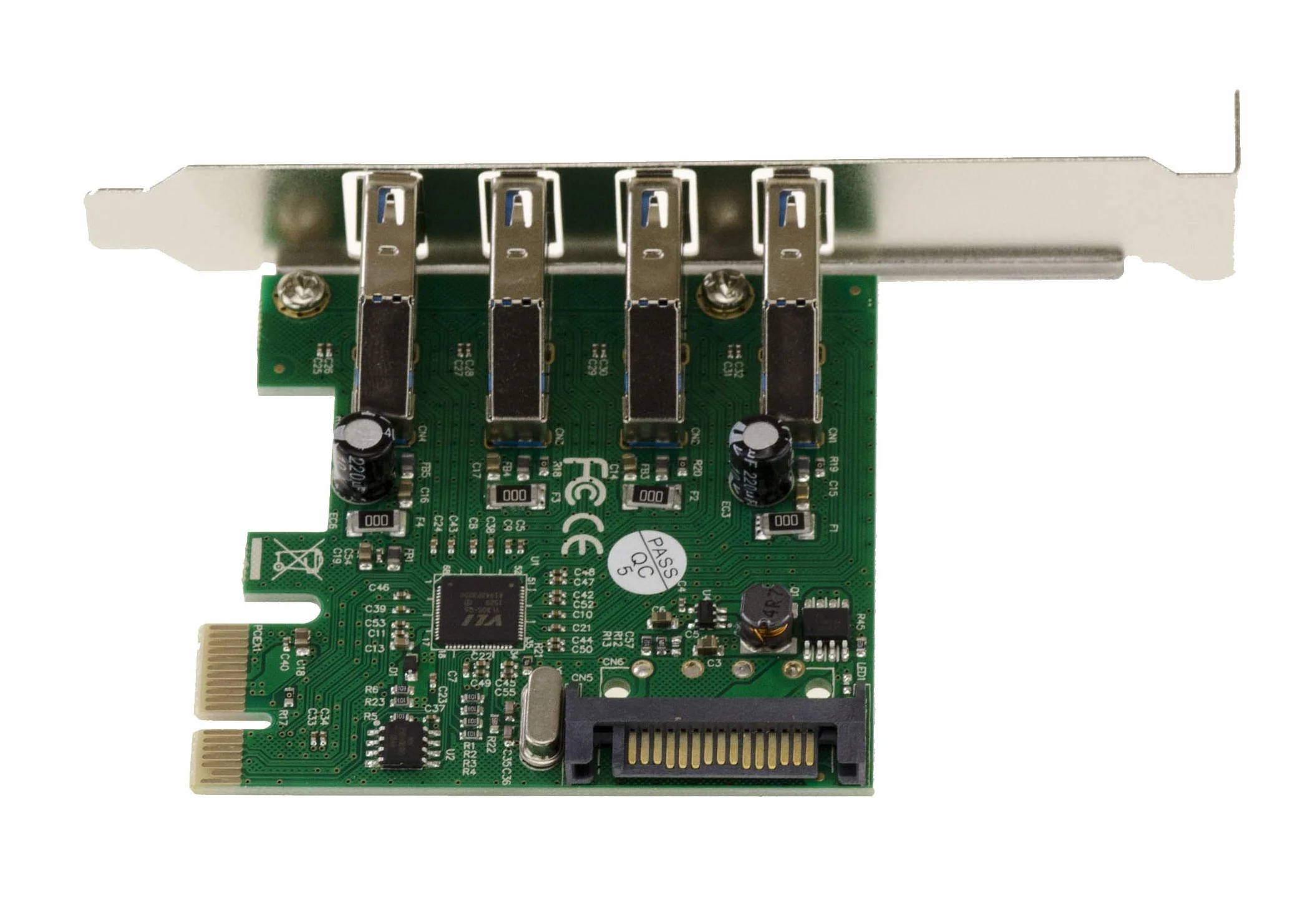 KALEA-INFORMATIQUE Scheda controller orizzontale da PCI Express PCIe a USB 3.0 a 4 porte USB3 A con chipset Via VLI VL805, staffe a basso e alto profilo