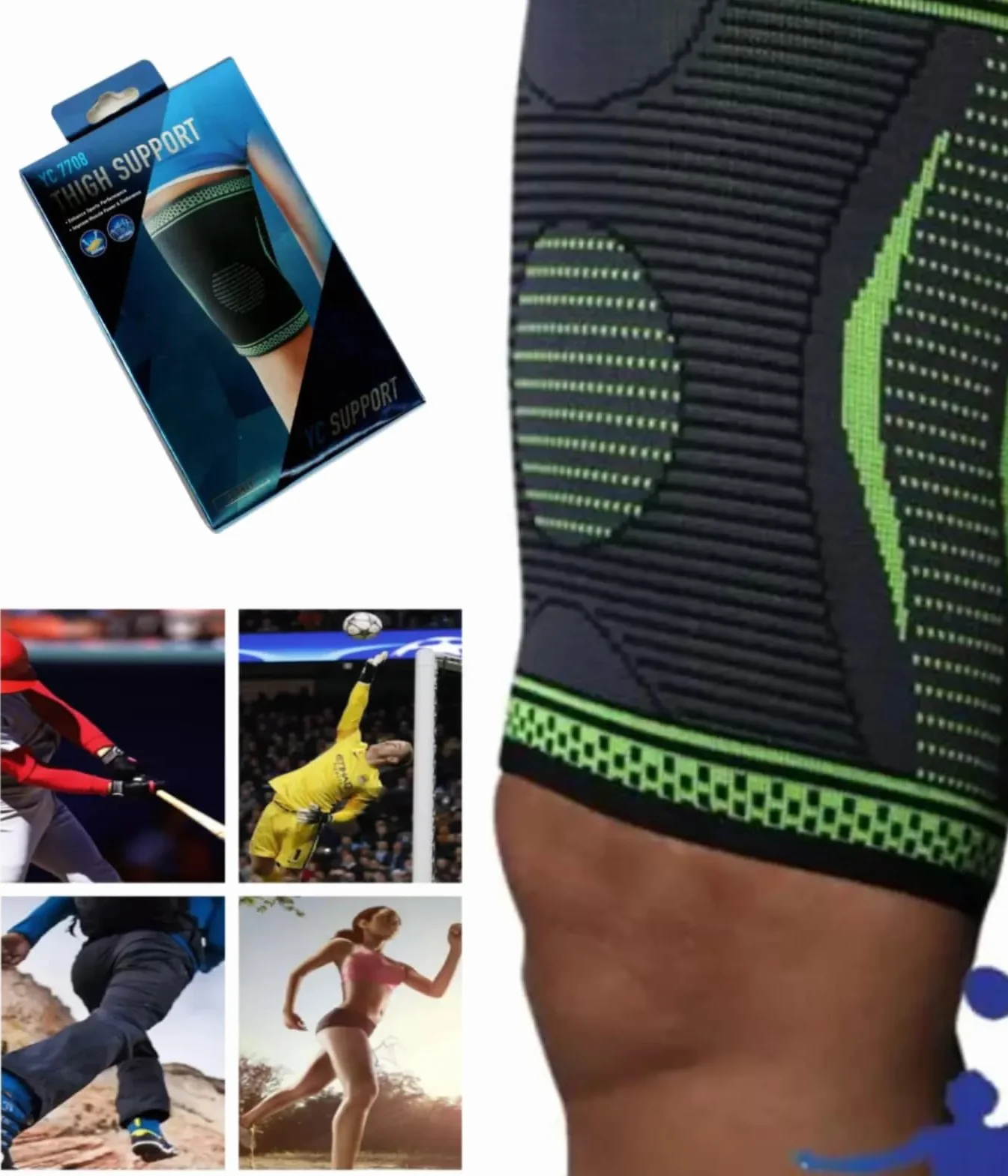Supporto per Coscia Elastico Traspirante Antiscivolo Compressione per Donna Uomo Tendinite