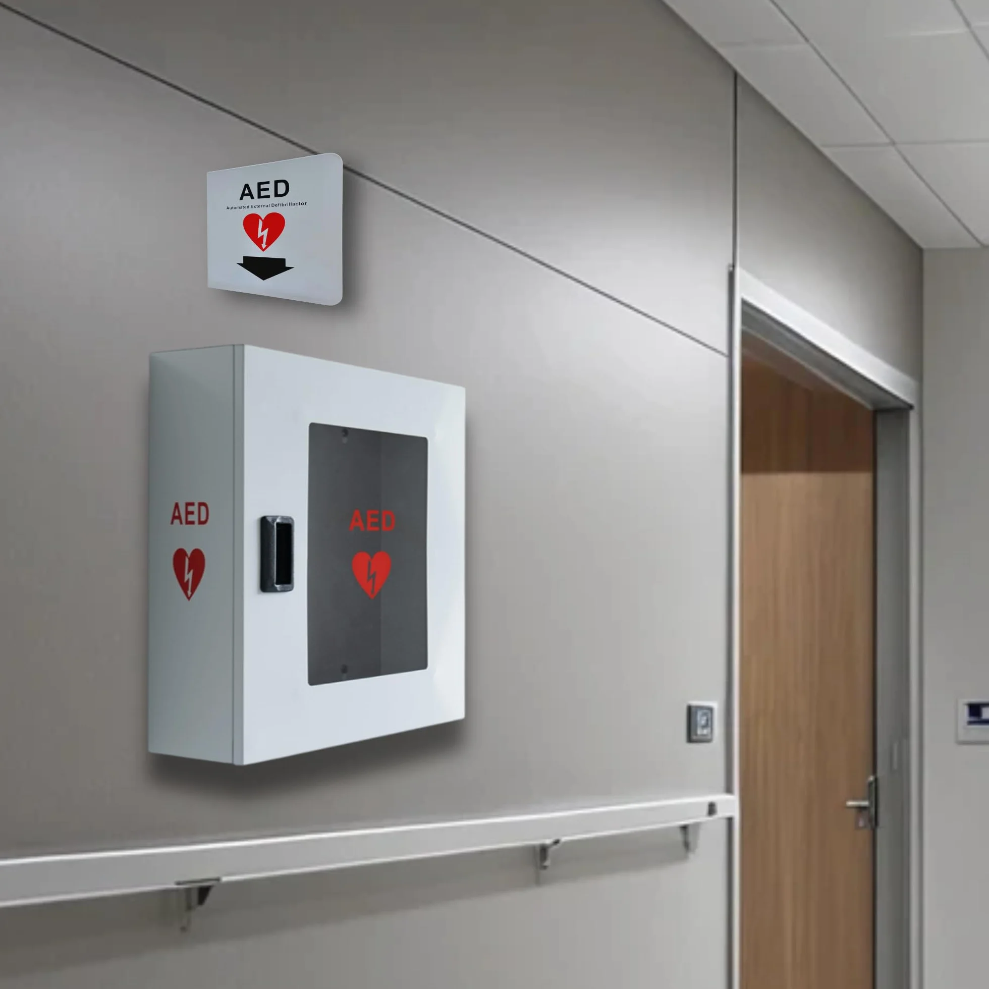 Armadio Universale per Defibrillatore DAE Senza Allarme – Cassetta da Parete per Interno ed Esterno – Armadietto di Primo Soccorso